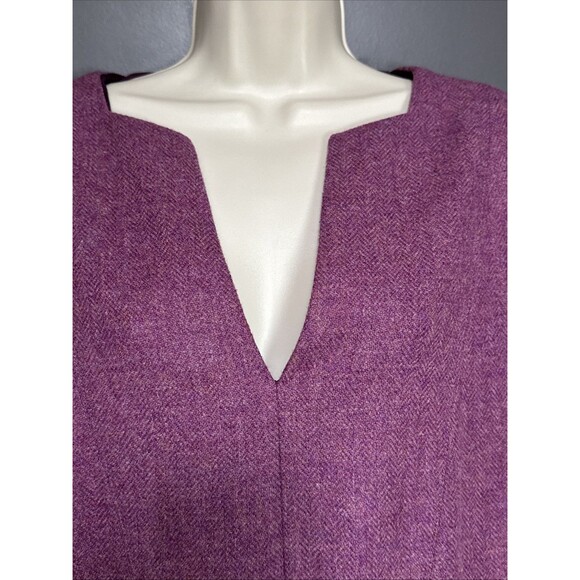 Ann Mashburn Size Medium 100% Wool Knit Sweater Purple Dress V-Neck - Picture 7 of 8